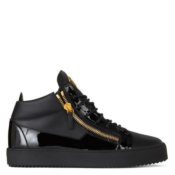 Giuseppe Zanotti Metal Signature Logo Black Leather High Top Sneaker Kriss 38/ 8 - Picture 13 of 14